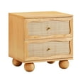 thumbnail image 1 of Grappa Natural Wood & Rattan Wavy Nightstand, 1 of 6