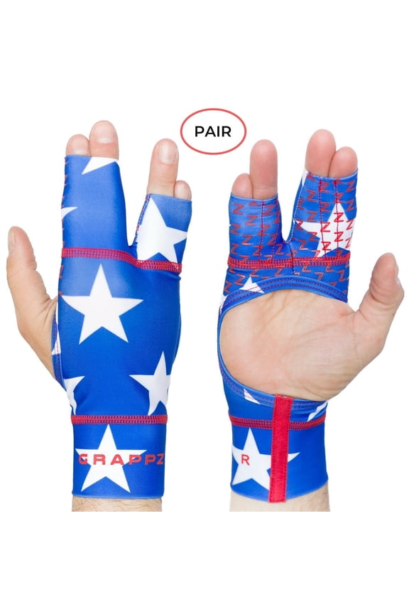 Finger Splint Athletic Gloves - Dual-Layer Fabric & Non-Slip Silicone Grip for Finger Injury Protection - Tape Alternative for Sports & BJJ - Includes L&R Gloves, Red White & Blue - Medium