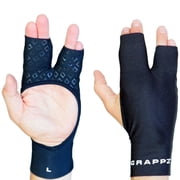 GRAPPZ Finger Splint Gloves, Thumb & Index Support, Silicone Grip, Unisex, Large, Black