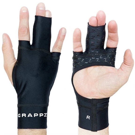 Grappz Middle Finger Compression Gloves - Finger Splint & Brace - Finger Protection & Recovery for All-Sports - Includes L&R Glove, XX-Large, Black