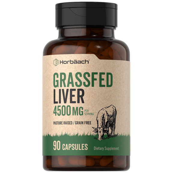 Grass Fed Beef Liver Supplement | 4500mg | 90 Capsules | Desiccated and Pasture Raised | by Horbaach