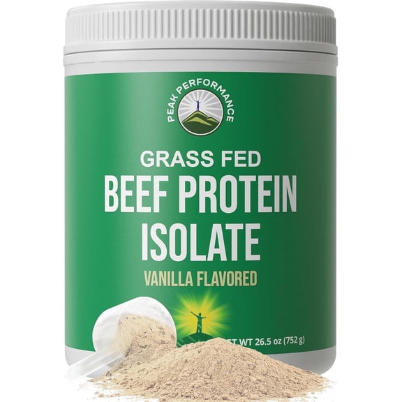 Grass Fed Beef Protein Powder - Lactose Free Great Tasting Beef Protein Isolate. Complete Animal Based Non Dairy Paleo Carnivore Supplement for Prime Muscle Building. No Whey. Vanilla Flavor
