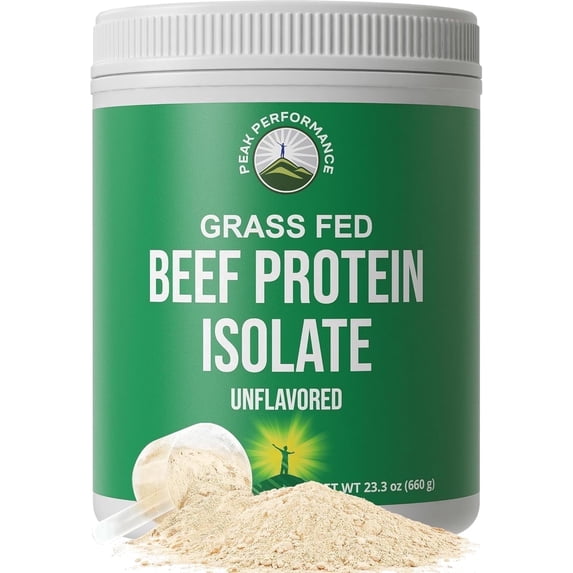 Peak Performance Beef Protein Isolate Powder - Lactose Free, Grass Fed, No Whey. Natural Flavor -30 Servings