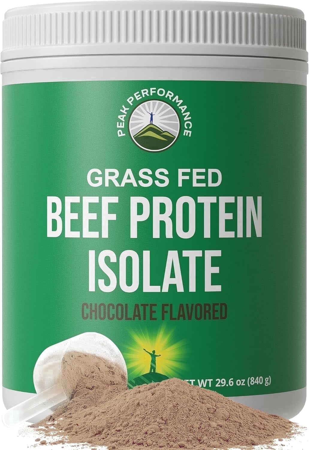 Peak Performance Beef Protein Isolate Powder - Lactose Free, Great Tasting, Grass Fed, No Whey. Chocolate Flavor -30 Servings
