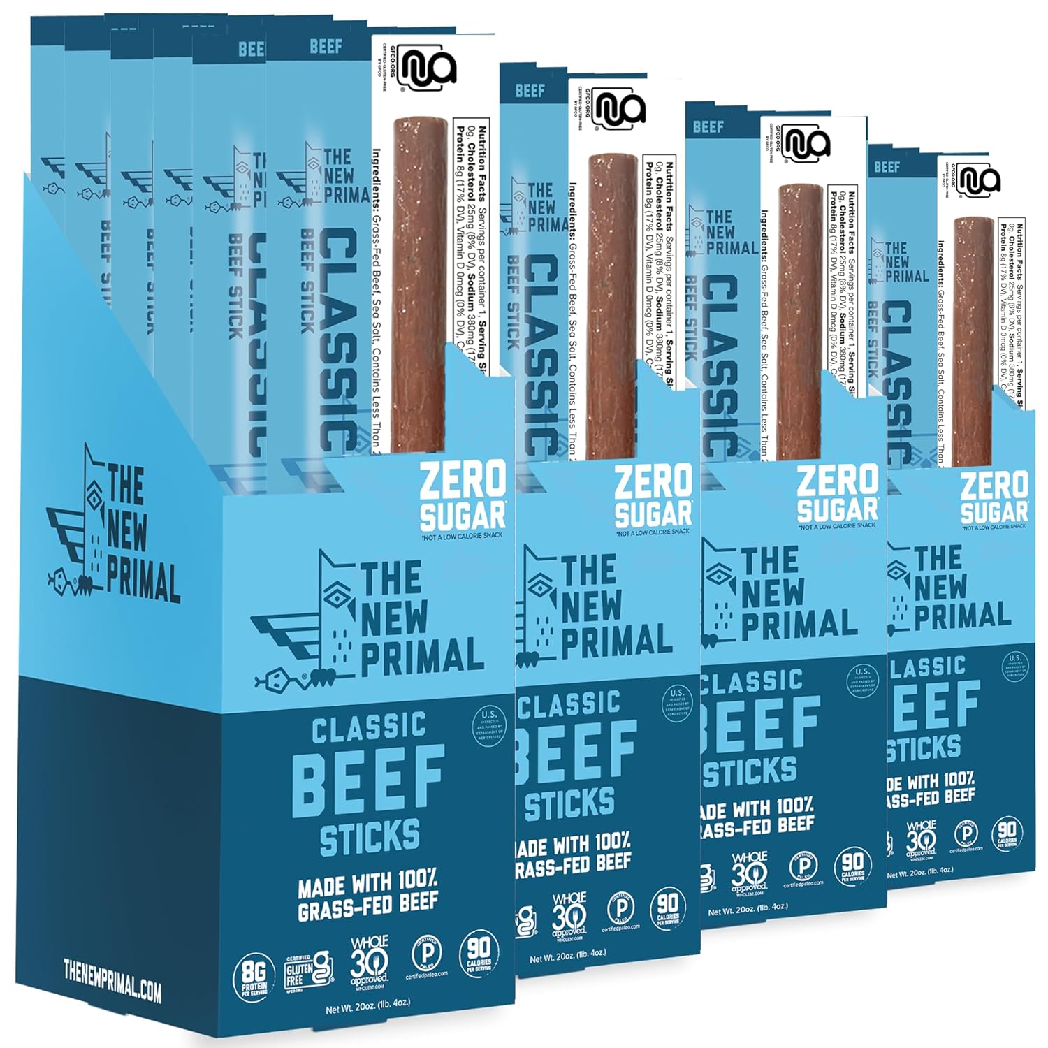 Grass Fed Beef Sticks, Keto, Gluten Free Healthy Snacks, Sugar Free Low