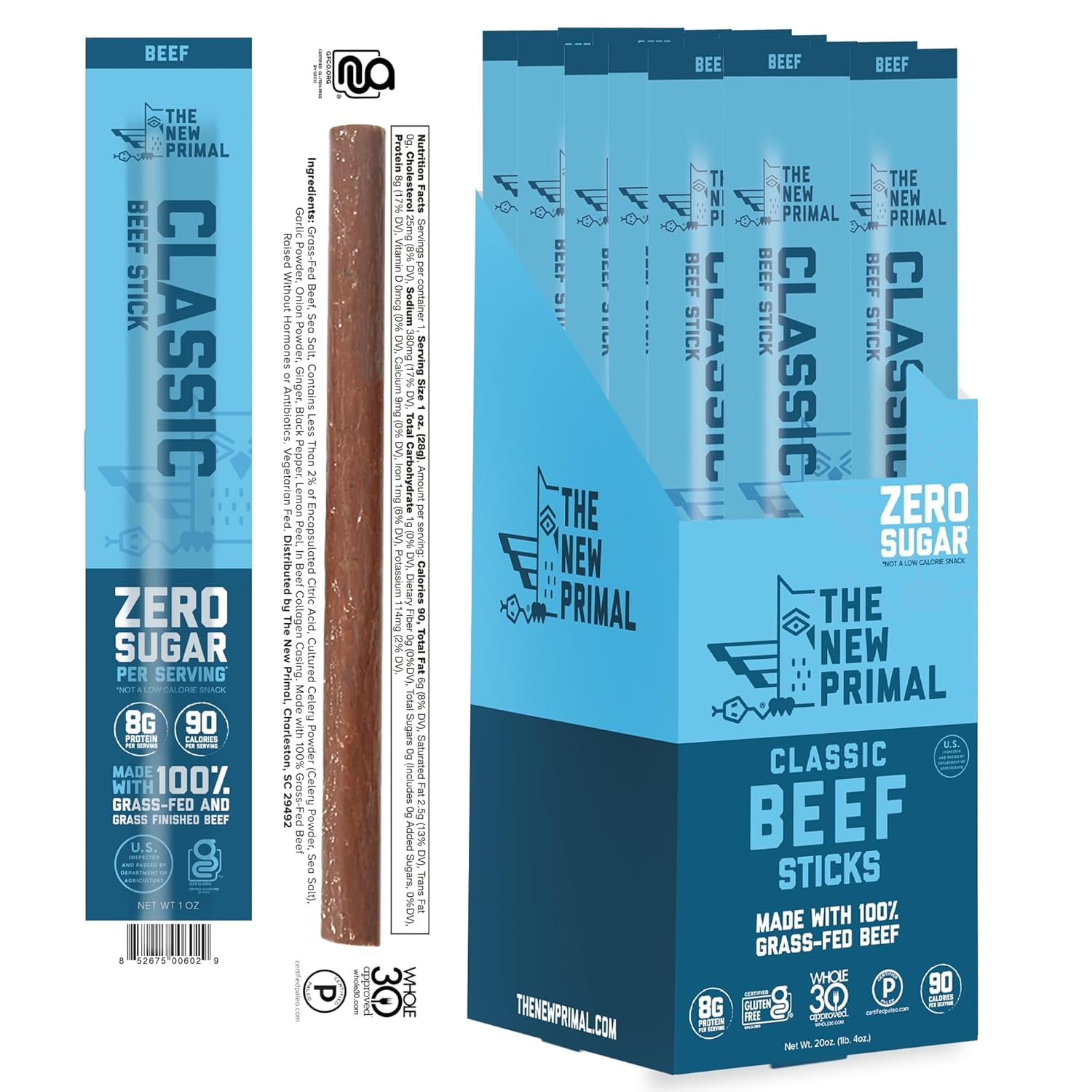 Grass Fed Beef Sticks, Keto, Gluten Free Healthy Snacks, Sugar Free Low