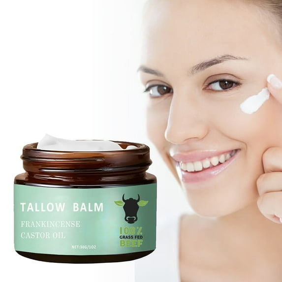 Grass Fed Beef Tallow with Frankincense Oil & Castor Oil, Organic Grass Fed Beef Tallow for Skin, Beef Tallow Frankincense Balm, Beef Tallow Cream Tallow and Manuka Honey Balm for Face, Body