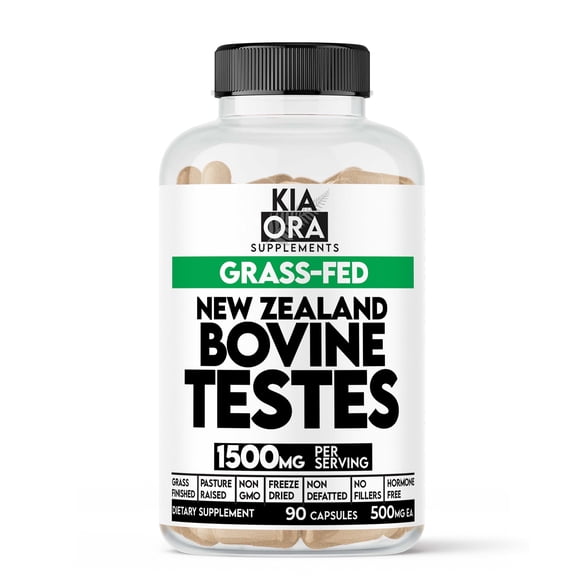 Kia Ora Grass-Fed Beef Testes Glandular for Men, Male Vitality Support, 90 Capsules