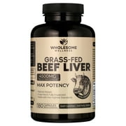 Grass Fed Desiccated Beef Liver Capsules (180 Pills, 750mg Each) - Natural Iron, Vitamin A, B12 for Energy - Humanely Pasture Raised Undefatted in New Zealand Without Hormones or Chemicals