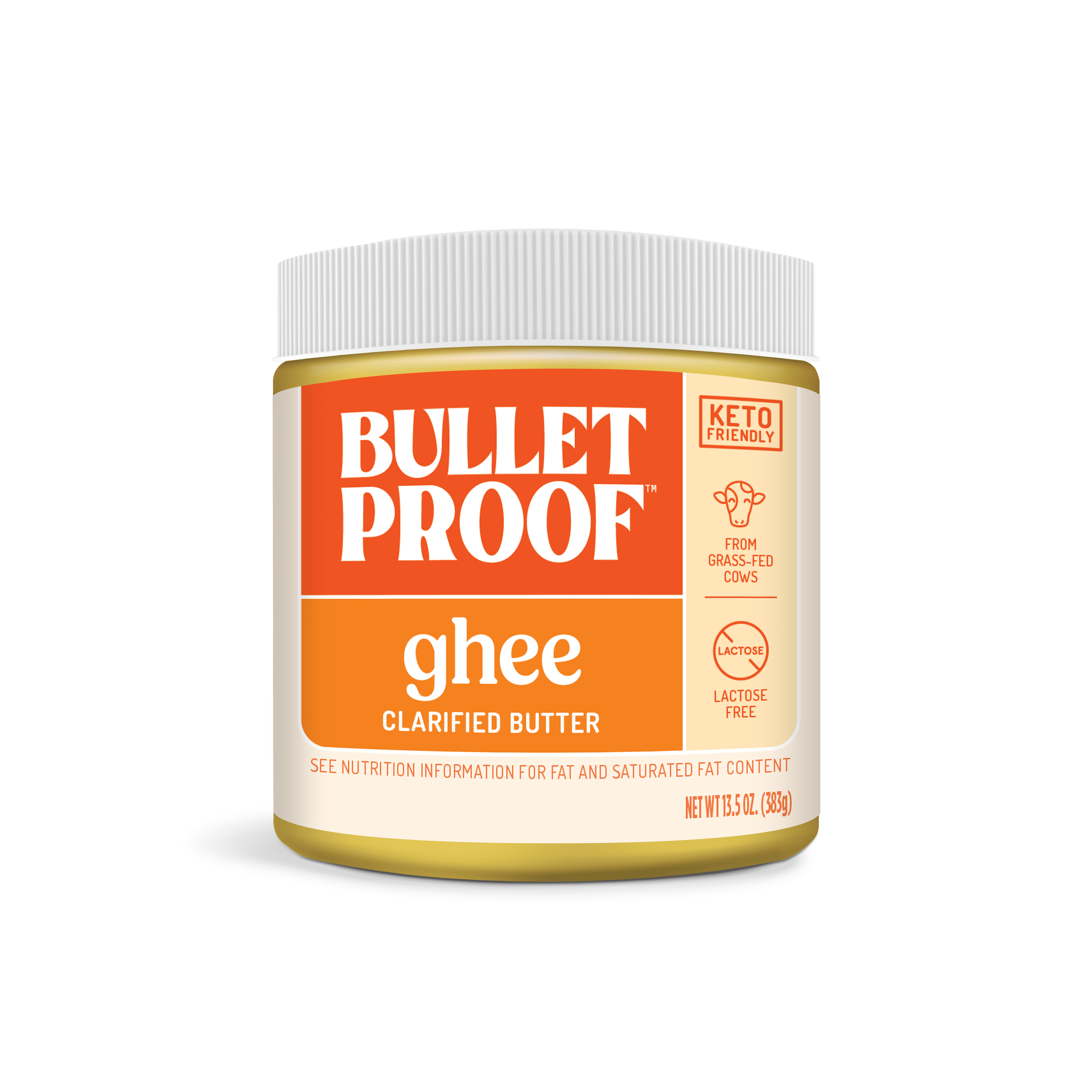 Bulletproof Grass Fed Ghee Clarified Butter Keto Friendly Lactose Free Casein Free Non-GMO 13.5 Ounces