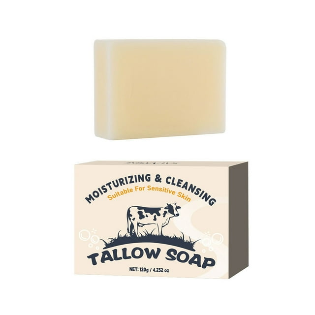 Grass-Fed Tallow Soap Bar - Unscented Moisturizing Bar for Dry, Itchy & Sensitive Skin, Handmade in USA, Gentle Enough for Face & Body (4.5oz)