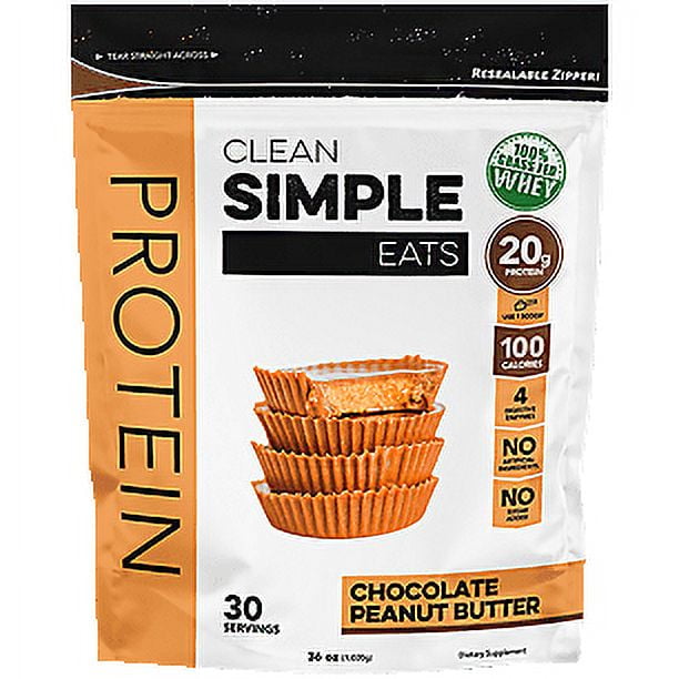 Clean Simple Eats Grass Fed Whey Protein Powder Chocolate Peanut