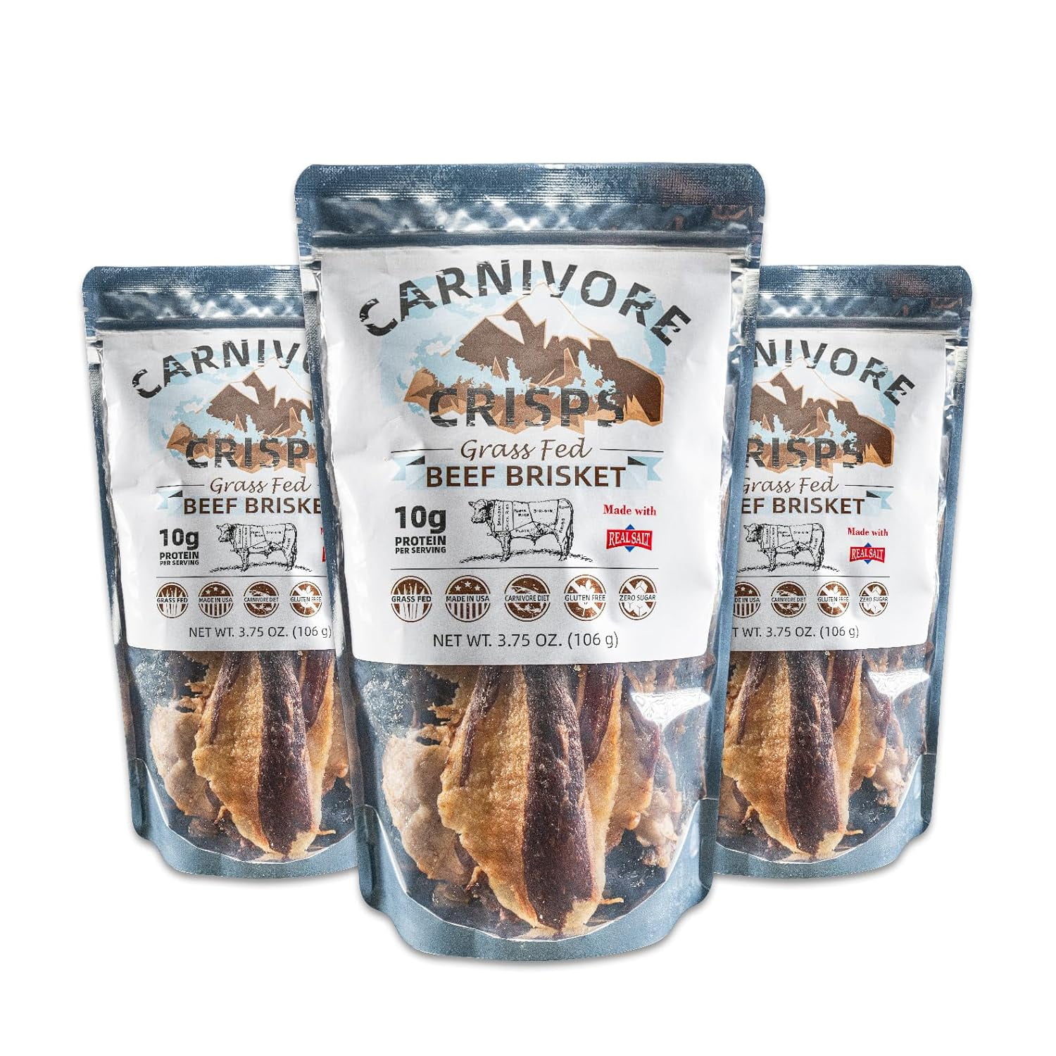 GrassFed and Finished Beef Brisket, Beef Crisps, High Protein, Keto