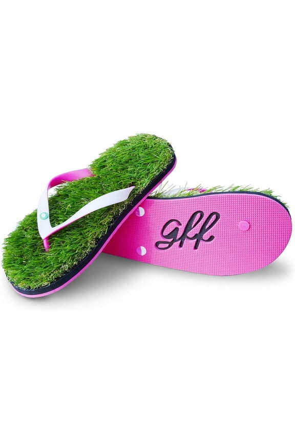 Synthetic Grass Slippers Comfort Non Slip Sandals for Men/Women/Kids - White/Pink X Small