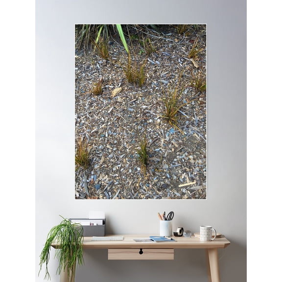 Grass Garden Amongst Bark Chip Poster Wall Art, Modern Wall Decor For Living Room Bedroom, 12x18 UNFRAMED