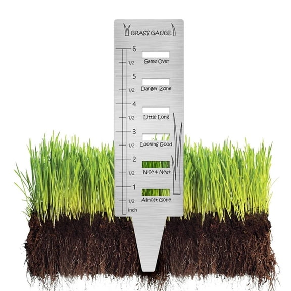 Grass Gauge 8.25 Inch, Metal Garden Trimming Guide, Stainless Steel Lawn Mowing Ruler, Grass Cutting Measuring Tool for Pruning Plants and Lawn Edge Control(Silver)