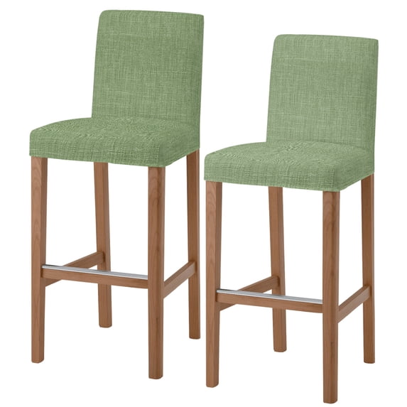 Grass Green Bar Stool Cover Set of 2, Farmhouse Burlap Solid Green Modern Linen Texture Stretch Bar Chair Cover, Removable Washable Pub Counter Stool Chair Slipcover for Kitchen Dining Room Pub Cafe