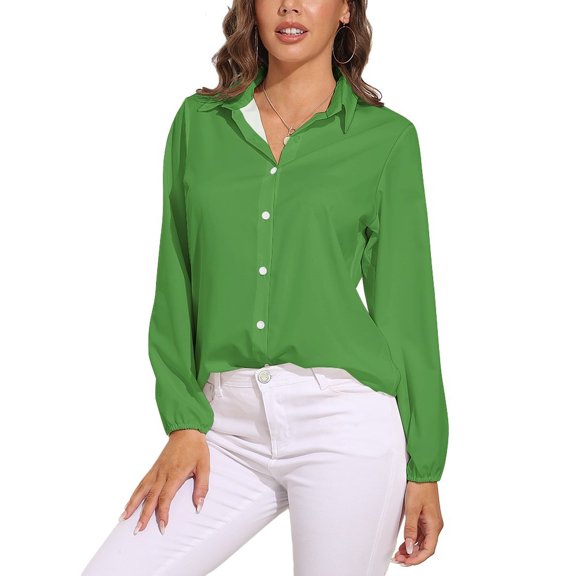 Grass Green Long Sleeve Blouse Woman Streetwear Casual Shirts Summer Oversize Woman Streetwear Clothing Birthday Present