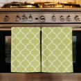 thumbnail image 1 of Grass Green Morocco Kitchen Towels Set of 2, Ethnic Geometric Quatrefoil Lattice Absorbent Dish Towels for Kitchen, Microfiber Hand Towel, Quick Drying Tea Towel for Cleaning Decorative Dishcloths, 1 of 7