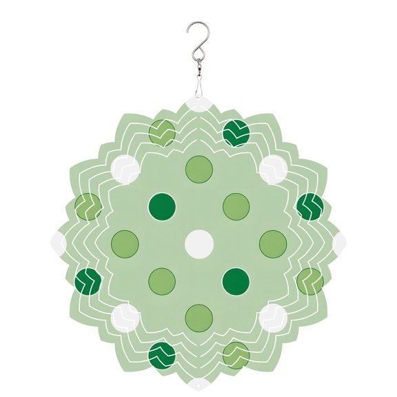 Grass Green Polka Dots Wind Spinner for Garden Yard 8In, Modern Minimalist Geometric Circles Spots 3D Stainless Steel Kinetic Hanging Wind Spinners Rustproof Outdoor Decor for Lawn Patio Home