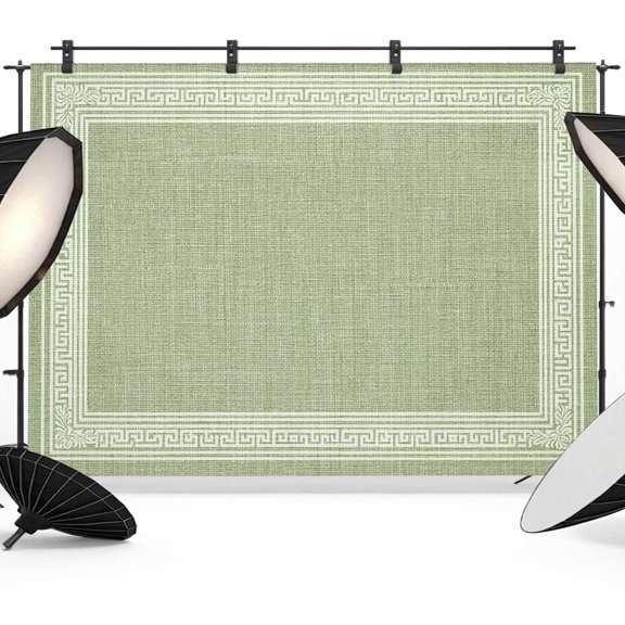 Grass Green Retro Greek Key Backdrop for Photography,Fabric Photo Background Backdrop,Geometric Greece Ancient Rustic Photo Booth Background for Portrait Photoshoot Video Wedding Studio Banner 10x8ft