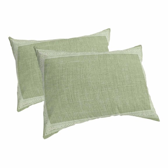 Grass Green Retro Greek Key Pillow Covers Decorative Pillow Cases King Size Set of 2, Geometric Greece Ancient Rustic Throw Pillow Covers Envelope Closure Lumbar Couch Bed Pillows 20x36 Inch