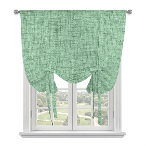 Grass Green Tie Up Curtains 45 Inches Long, Kitchen Window Curtains Over Sink, Rustic Farmhouse Solid Color Small Window Curtains Shade Balloon Curtains Valances for Bedroom/Cafe 34"x45"