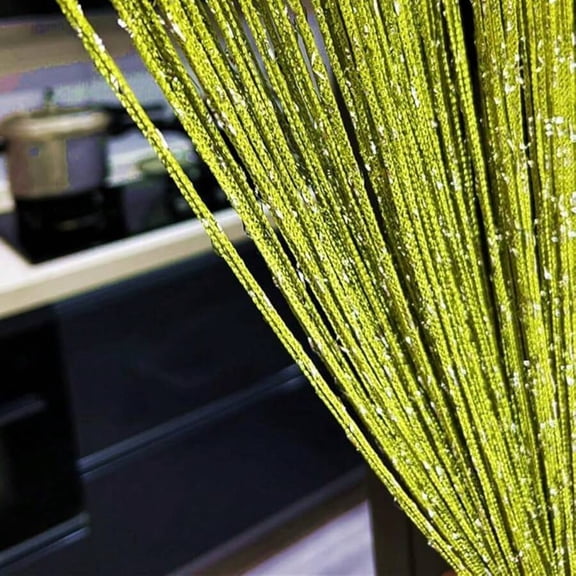 Grass Green18 Metallic String Curtain Panel Fringe Door Divider Wall Decor For Living Room Bedroom