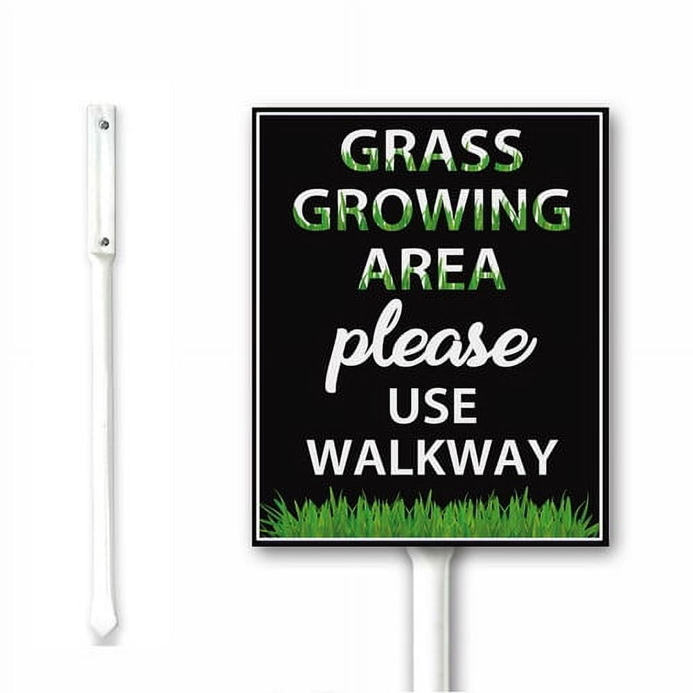 Grass Fixed Sign Grass Growing Area Please Use Walkway Outdoor Meatal Yard Sign, Keep ...