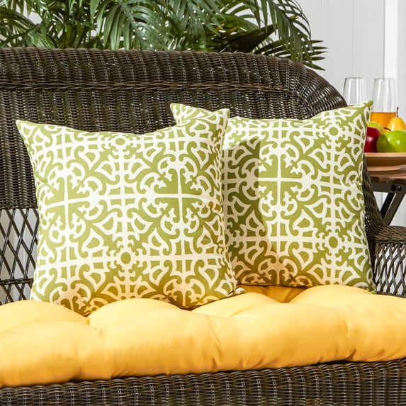 Grass Lattice Outdoor Square Throw Pillow (2-pack)