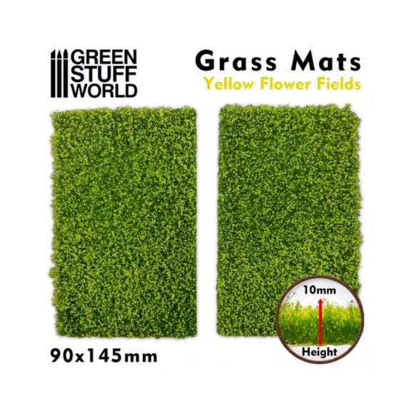 Green Stuff World Grass Mat Cut-Out - Yellow Flower Fields (10mm) New