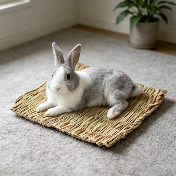 Grass Mat Woven Bed Mat for Small Animal Bunny Bedding Nest Chew Toy Bed Play Toy for Guinea Pig Parrot Rabbit Hamster Rat