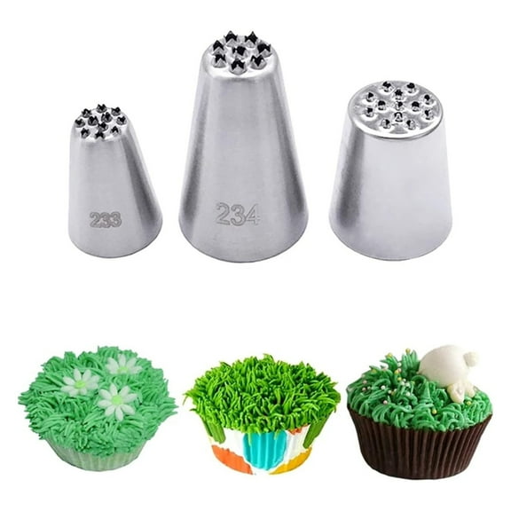 Grass Piping Tip for Cake Decorating,Grass Tip 233 234 29,Cake Icing Tips for Frosting Grass,Hair,Fur,3 Pcs