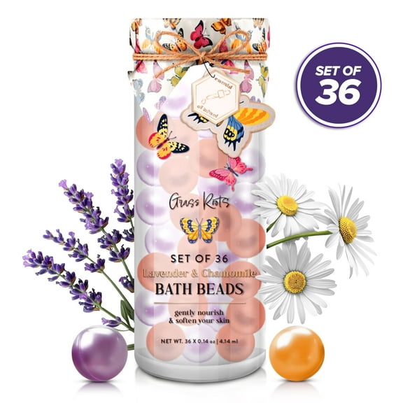 Bath Oil Beads Bath Oil Set of 36 Lavender Chamomile Scented Essential Oil Soaked Pearls Bath Oil Beads