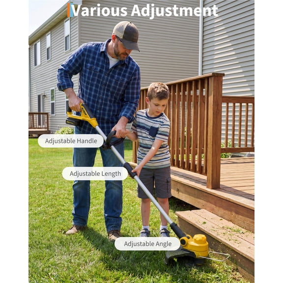 Grass Trimmer - 12-Inch Weed Wacker, Portable Lawn Edger, Lightweight Garden Tool, Yellow