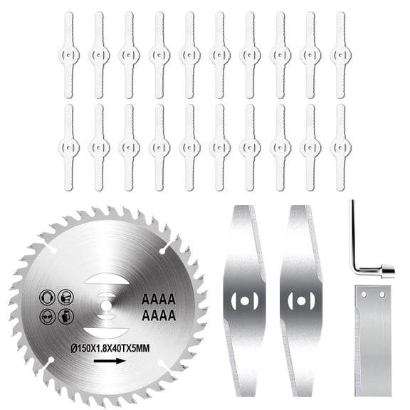 Grass Trimmer Blades for Fovendi 6-Inch Weed Eaters(Included 5 * Plastic Blades, 2 * Stainless Steel Blades,1 * Anti-tangle Blade, 1 * 6 Inch Alloy Saw Blade)