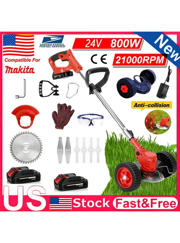 Grass Trimmer Cordless Electric Weed Eaters Weed Trimmer,Weed Lawn Edge Trimmer,Mower with Upgraded Wheels