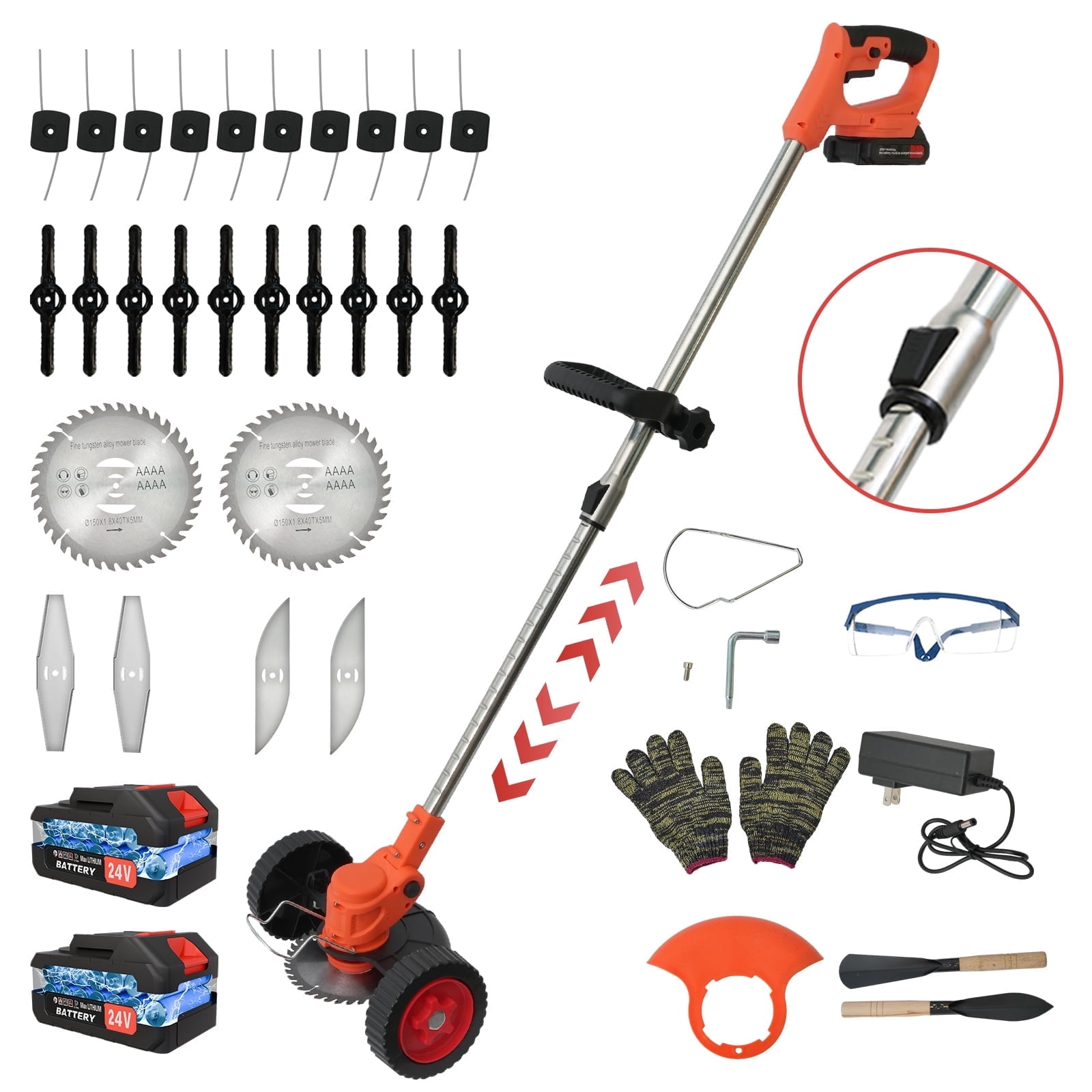 Grass Trimmer & Weed Wacker Combo, Battery Powered with 2000mAh Dual Batteries, Electric for Lawn & Patio
