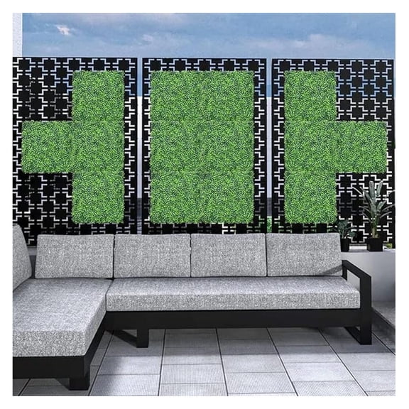 Grass Wall Panel 20'x20', 11Packs Artificial Greenery Wall Backdrop Faux Fence Privacy Screen Fake Hedge Topiary Boxwood Décor for Indoor Outdoor, Dark Green