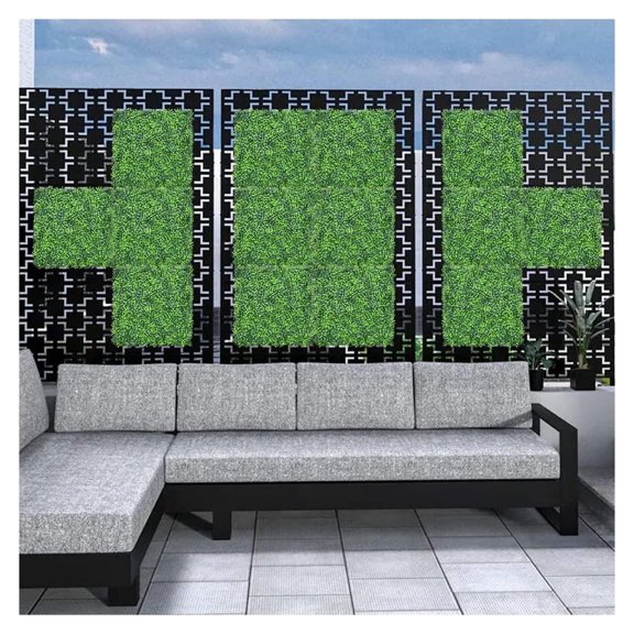 Grass Wall Panel 20'x20', 8Packs Artificial Greenery Wall Backdrop Faux Fence Privacy Screen Fake Hedge Topiary Boxwood Décor for Indoor Outdoor, Dark Green