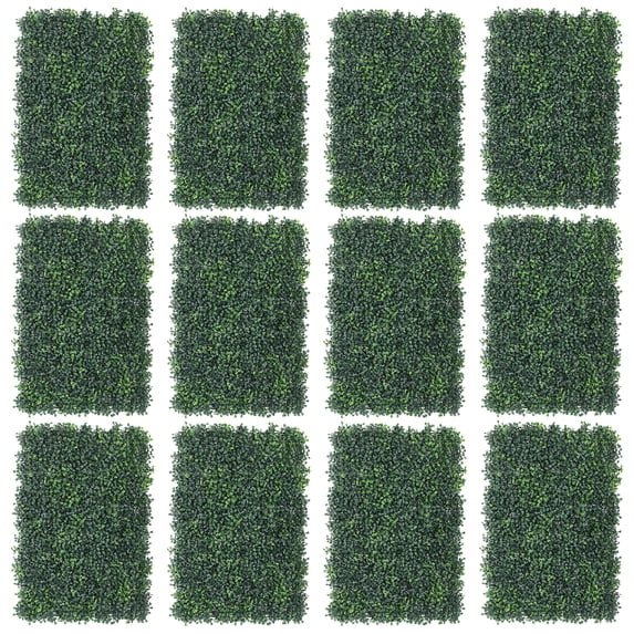 Grass Wall Panel, 24"x16" Artificial Boxwood Panel Faux Grass Decor, 12 Pack