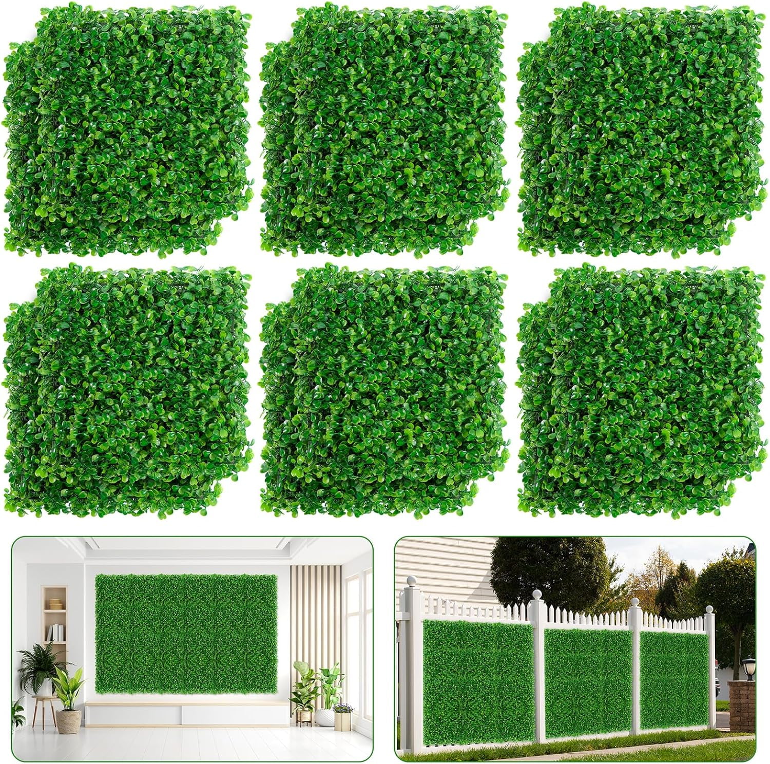 10'' x 10'' Green Artificial Boxwood Hedge Panels