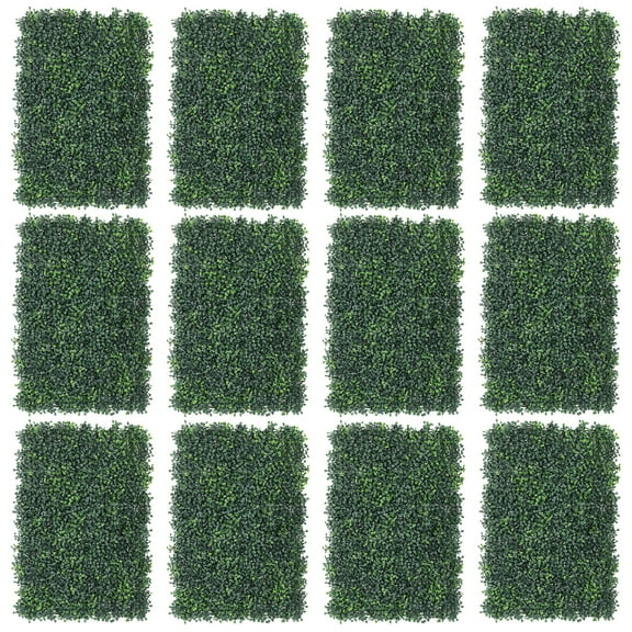 Grass Wall Panels, 12pcs Faux Outdoor Privacy Panels UV Protection Sunscreen Green Wall Backdrop Wall, Boxwood Fence Grass Wall Green Decoration, Suitable for Garden Party Wedding