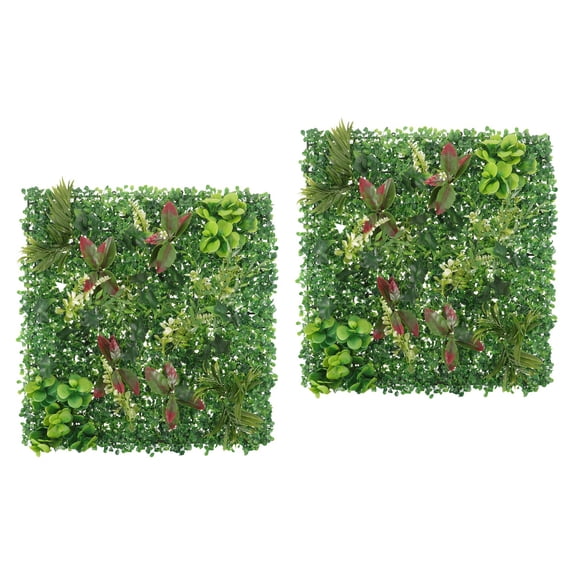 Supvox Ldpe Artificial Living Wall Panels, Green Faux Plant Decor for Garden Decoration, 2Pcs