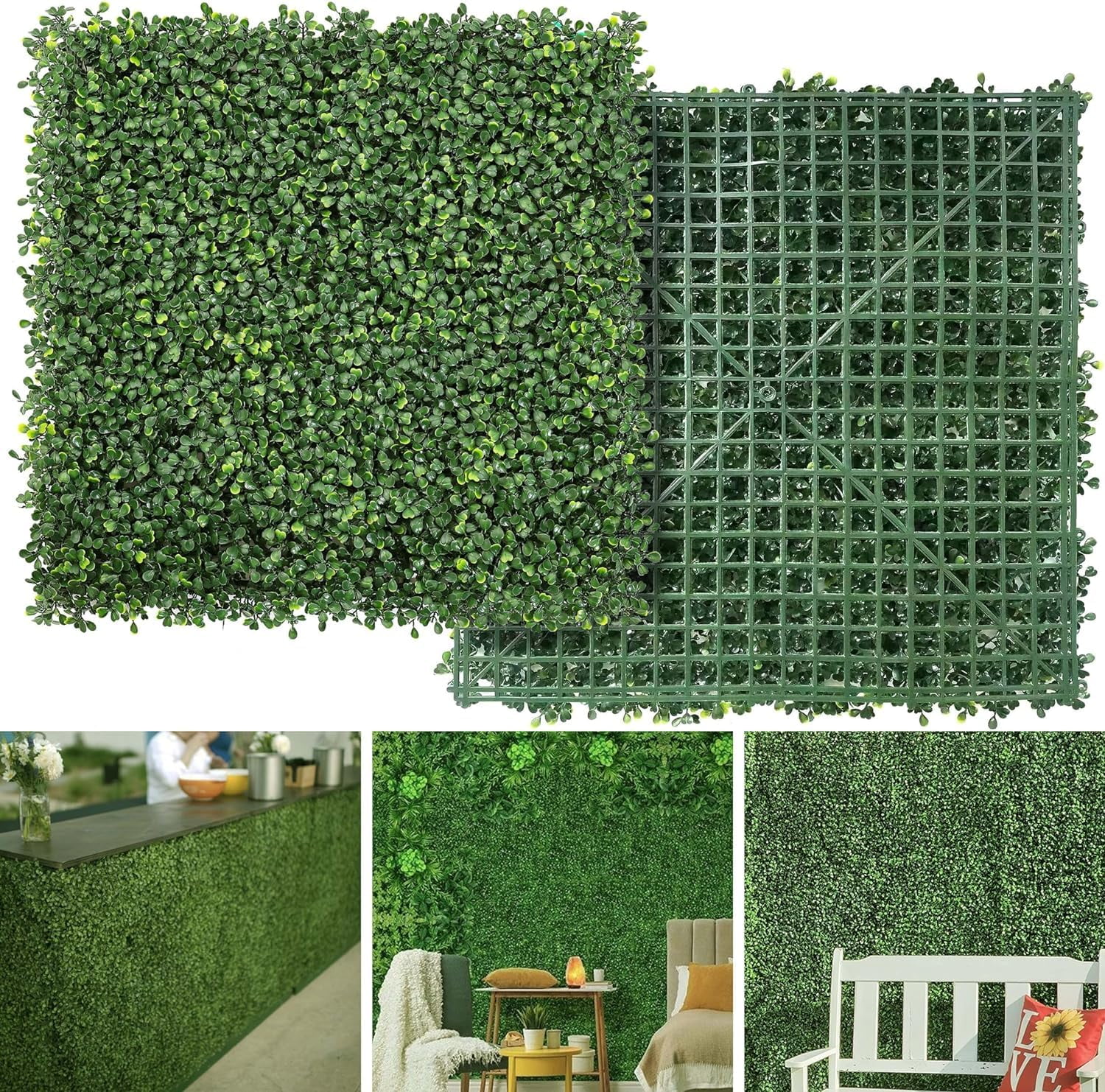 Grass Wall Panels Backdrop, 20"x 20"6Pcs Faux Boxwood Panels for