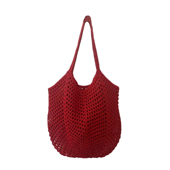 Grass Woven Bag Vacation Bag Shoulder Bag Hollowed Out Lazy Style Beach Bag Women's Casual Thread Large Capacity Woven Bag