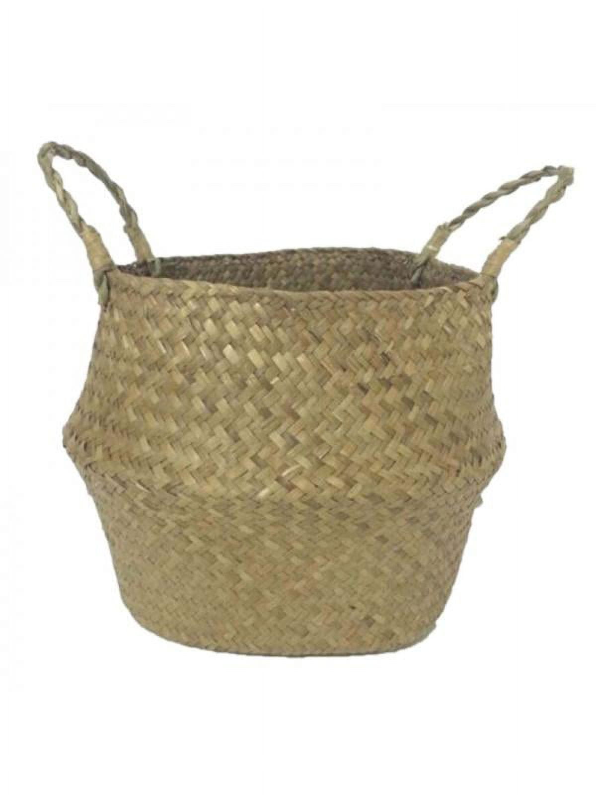 Grass Woven Basket Seagrass Basket Pot Laundry Clothes Organizer Basket ...