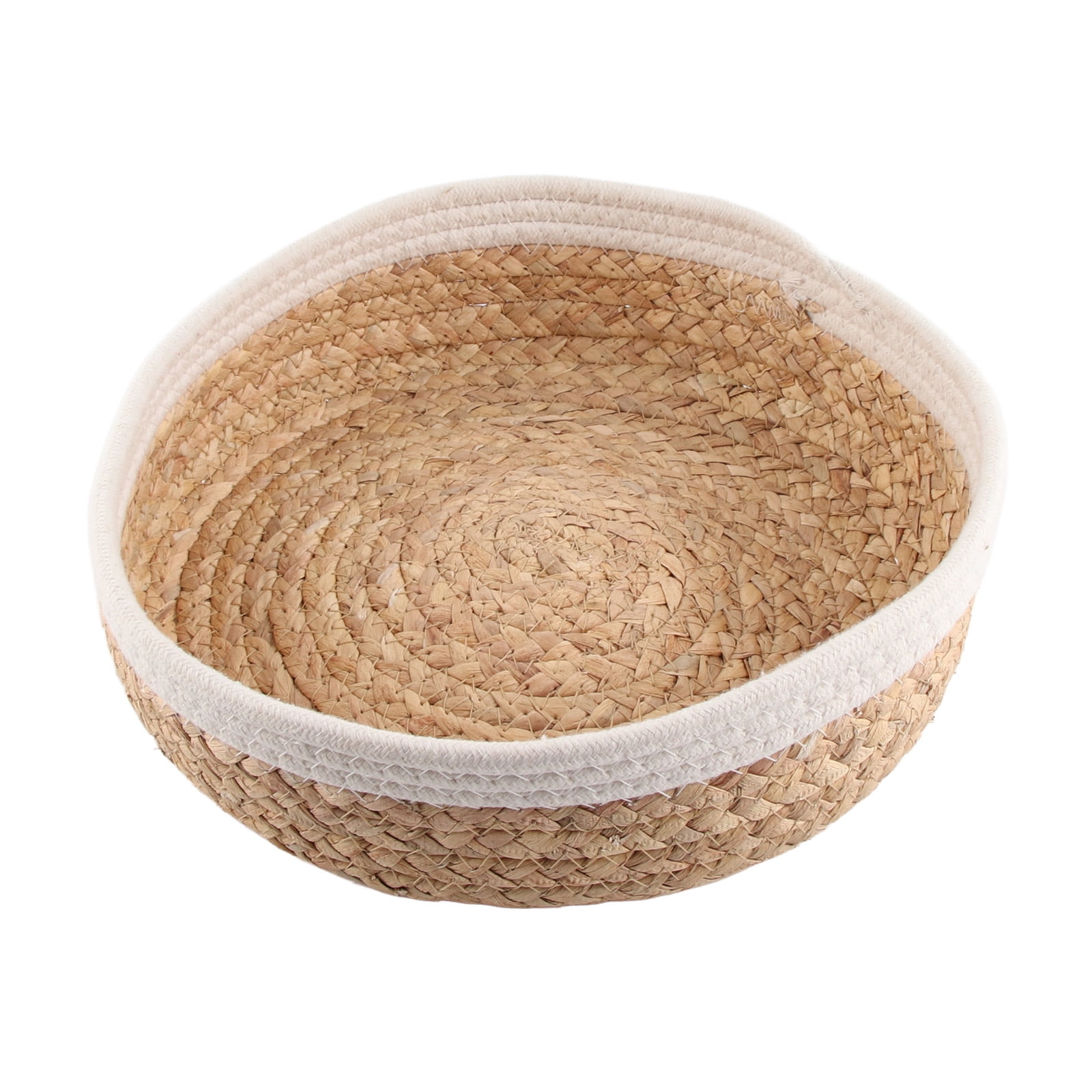 Grass Woven Storage Baskets Decorative Empty Container Round Rattan ...