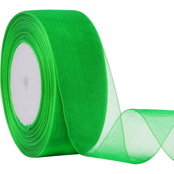 Grass green Polyester 4cm X 45m Ribbon for Gift Wrap Ribbons, Flower Fabric for Wedding Invitations, Bridal Bouquets, Party Decoration Gift Wrapping Bow Making