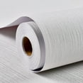 thumbnail image 1 of Grasscloth Textured Wallpaper 24in X 393in Fabric Contact Paper White Wall Paper Linen Peel and Stick Self-Adhesive Thick Vinyl Embossed Film Wallpaper (White), 1 of 8